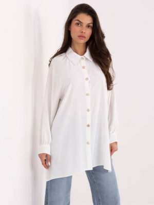 Alternative view of Ilgi marškiniai su skeltukais šonuose "MAREA" balta
