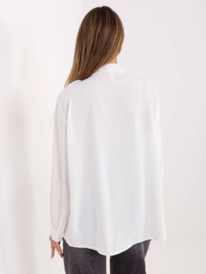 Alternative view of Marškiniai su plisuotais raukiniais ir dekoratyviu kaklo raišteliu "EVELYN" balta