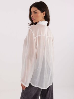 Alternative view of Iš dalies permatomi marškiniai su kaspinu "ROUGE" balta