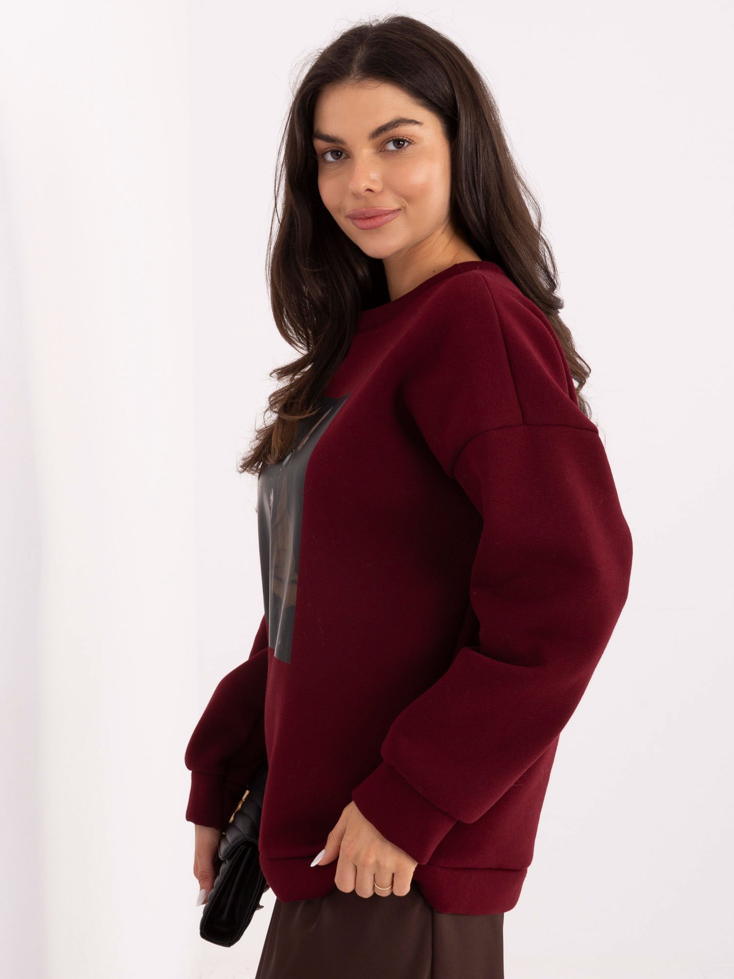 Džemperis su originalia spauda "TEJA" bordo - Image 2