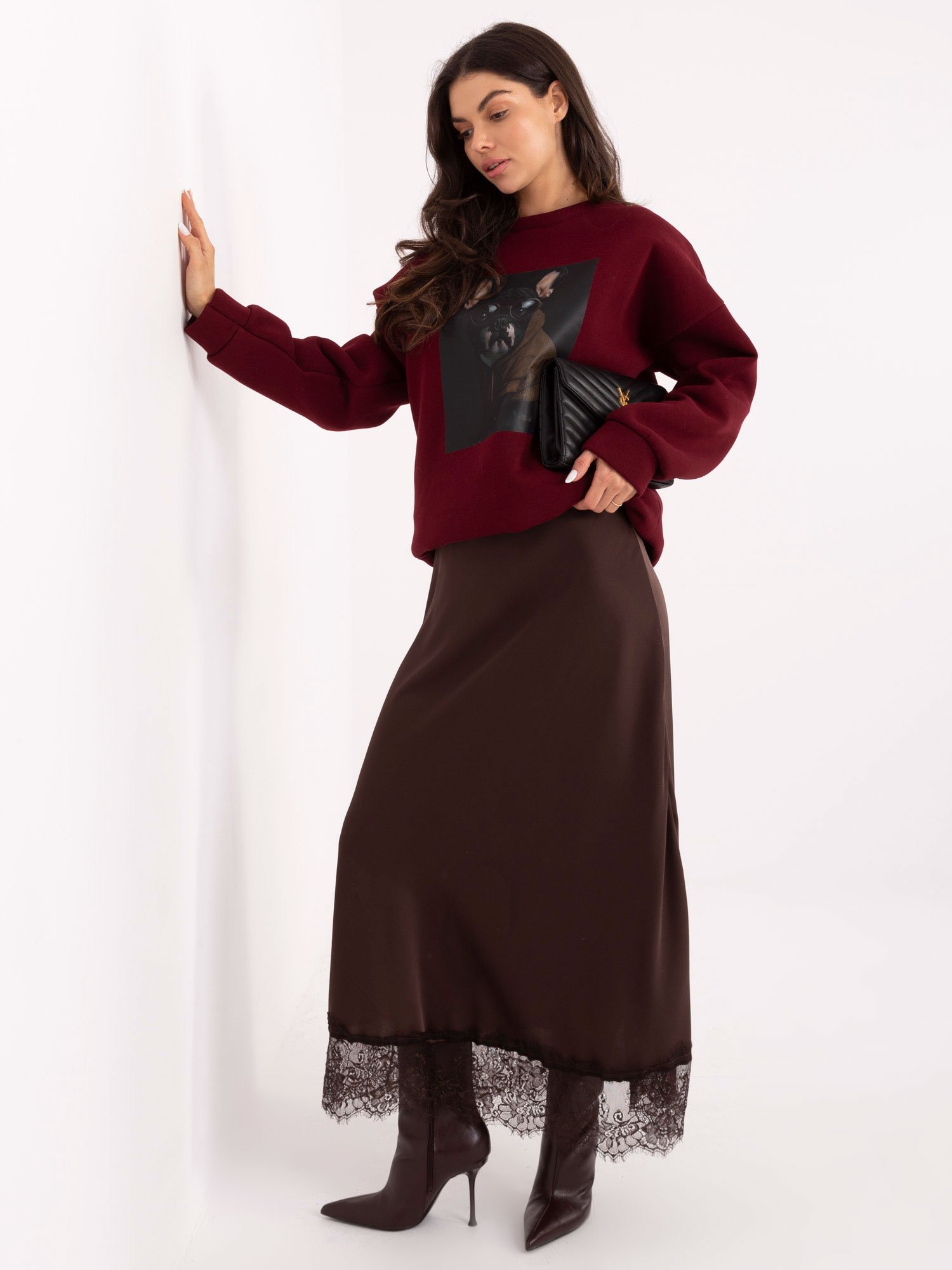 Džemperis su originalia spauda "TEJA" bordo - Image 4