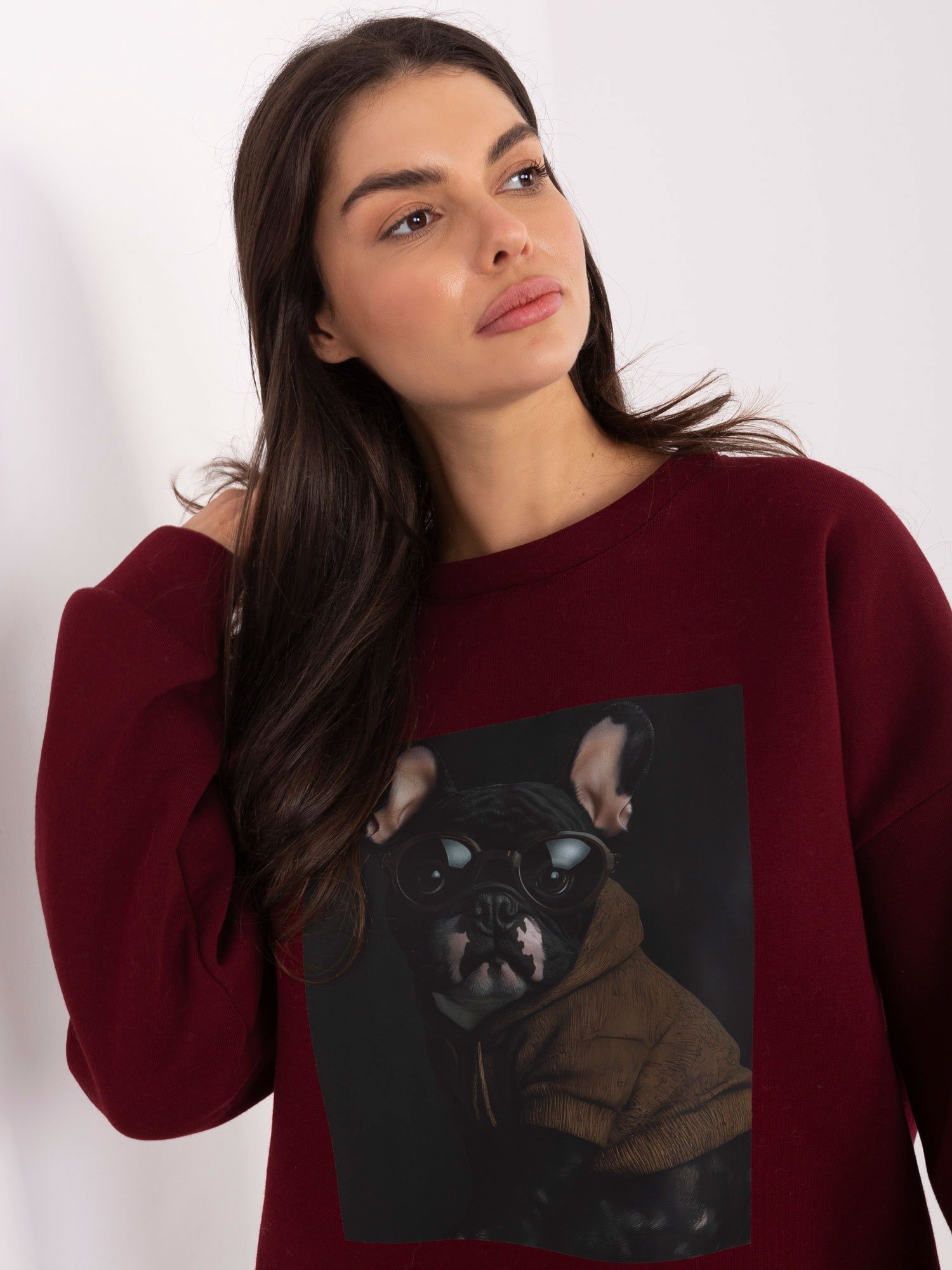 Džemperis su originalia spauda "TEJA" bordo - Image 3