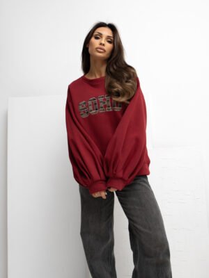 Alternative view of Džemperis su užrašu "SOHO" bordo