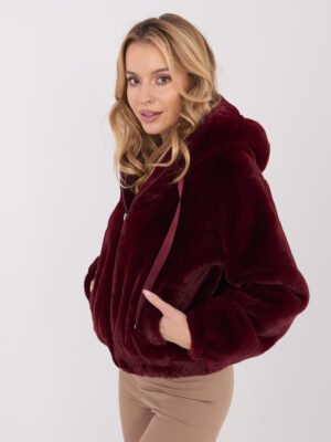 Alternative view of Trumpa dirbtinio kailiuko striukė "NIKOLE" bordo