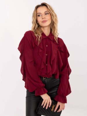 Puošnūs klasikinio modelio marškiniai "DZEINE" bordo