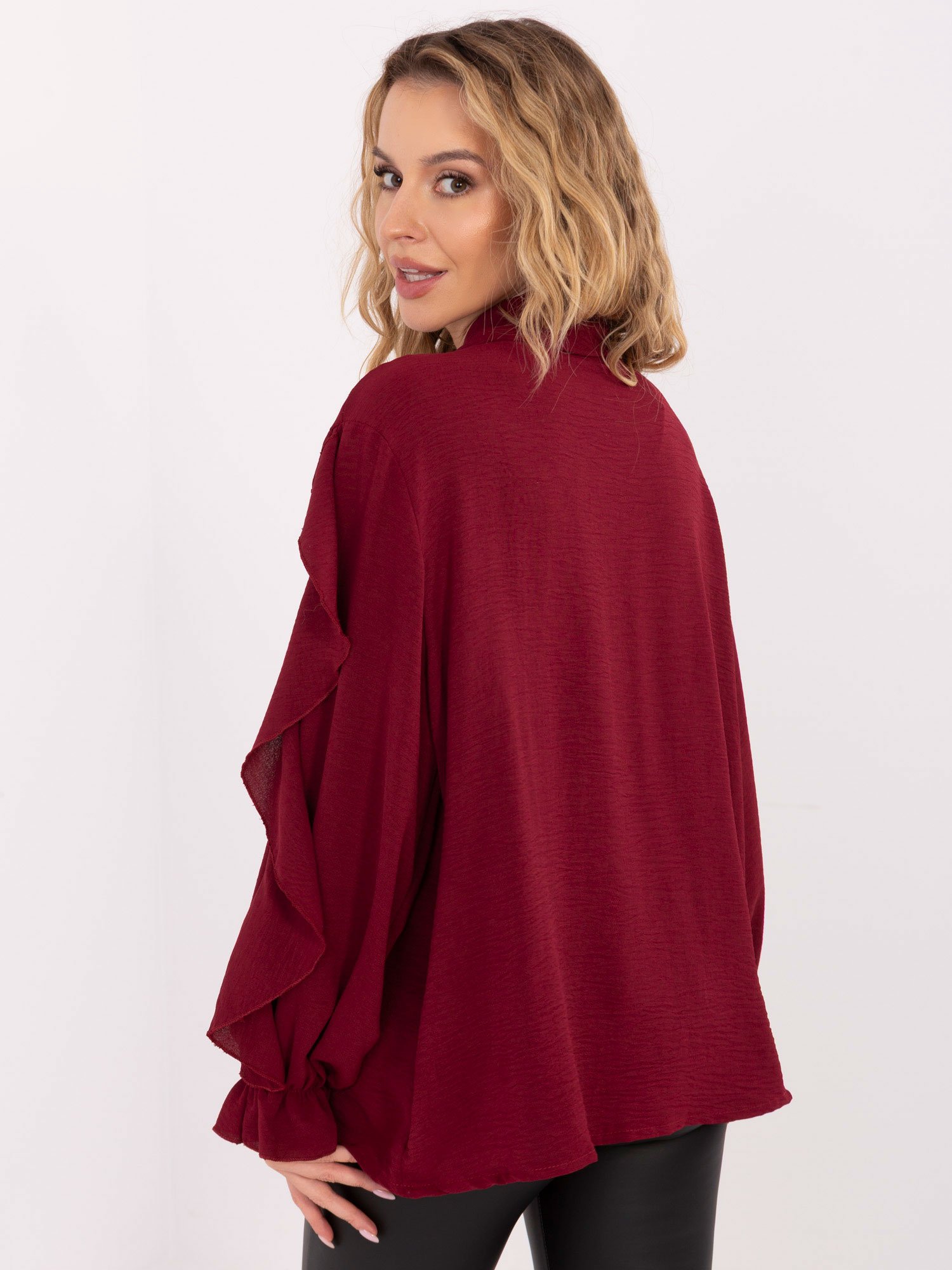 Puošnūs klasikinio modelio marškiniai "DZEINE" bordo - Image 3