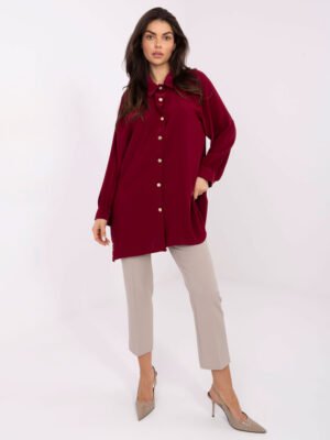 Ilgi marškiniai su skeltukais šonuose "MAREA" bordo