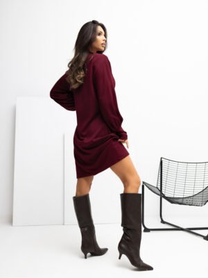 Alternative view of Laisvo modelio trikotažinė suknelė "NEDA" bordo