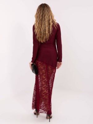 Alternative view of Puošni ilga suknelė su nėriniais "GABIJA" bordo