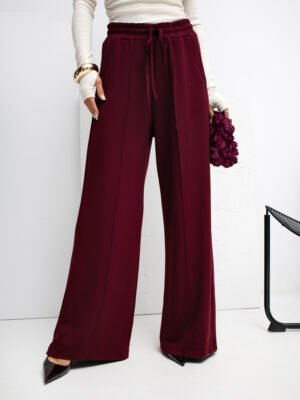 Alternative view of Trikotažinės Palazzo stiliaus kelnės su kišenėmis "MILEY" bordo