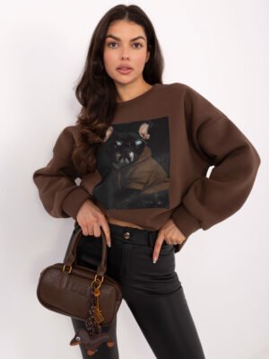 Džemperis su originalia spauda "TEJA" ruda