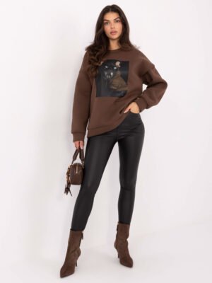 Alternative view of Džemperis su originalia spauda "TEJA" ruda