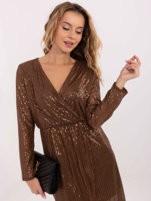 Vakarinė  blizgi suknelė  "VANESA" ruda