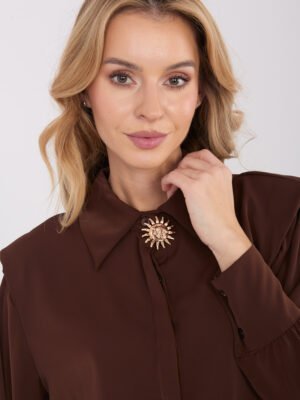 Alternative view of Klasikiniai marškiniai su dekoratyvine sage "LORI" ruda