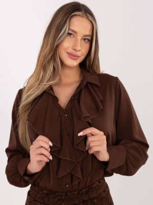 Marškiniai su puošniais raukiniais "DENISE" ruda