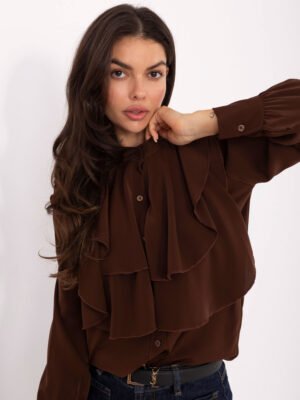 Marškiniai su dekoratyvinėmis klostėmis " LAURA" ruda