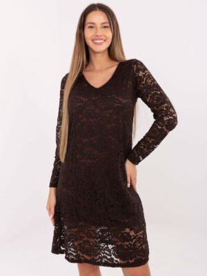 Alternative view of Elegantiška nėriniuota suknelė su gilia iškirpte nugaroje "MARRY" ruda