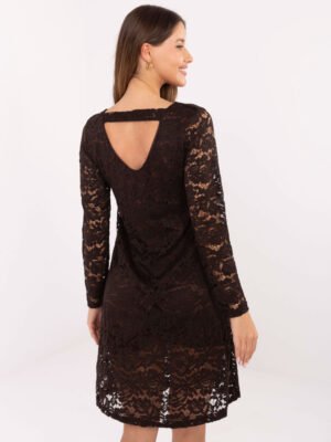 Elegantiška nėriniuota suknelė su gilia iškirpte nugaroje "MARRY" ruda