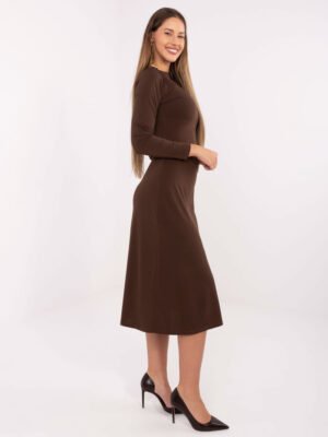 Alternative view of Klasikinė trapecijos formos suknelė "SINA" ruda