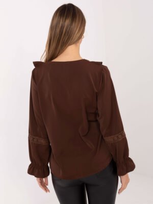 Alternative view of Palaidinė su nėrinių detalėmis, raukiniais ir puošnia sage "LACE" ruda