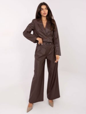 Modernios odos imitacijos kelnės "JANE" ruda