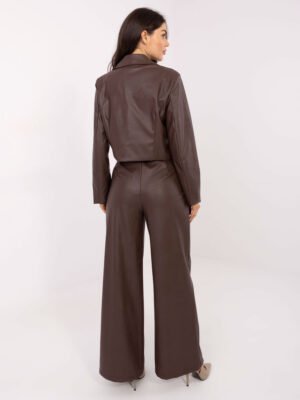 Alternative view of Modernios odos imitacijos kelnės "JANE" ruda