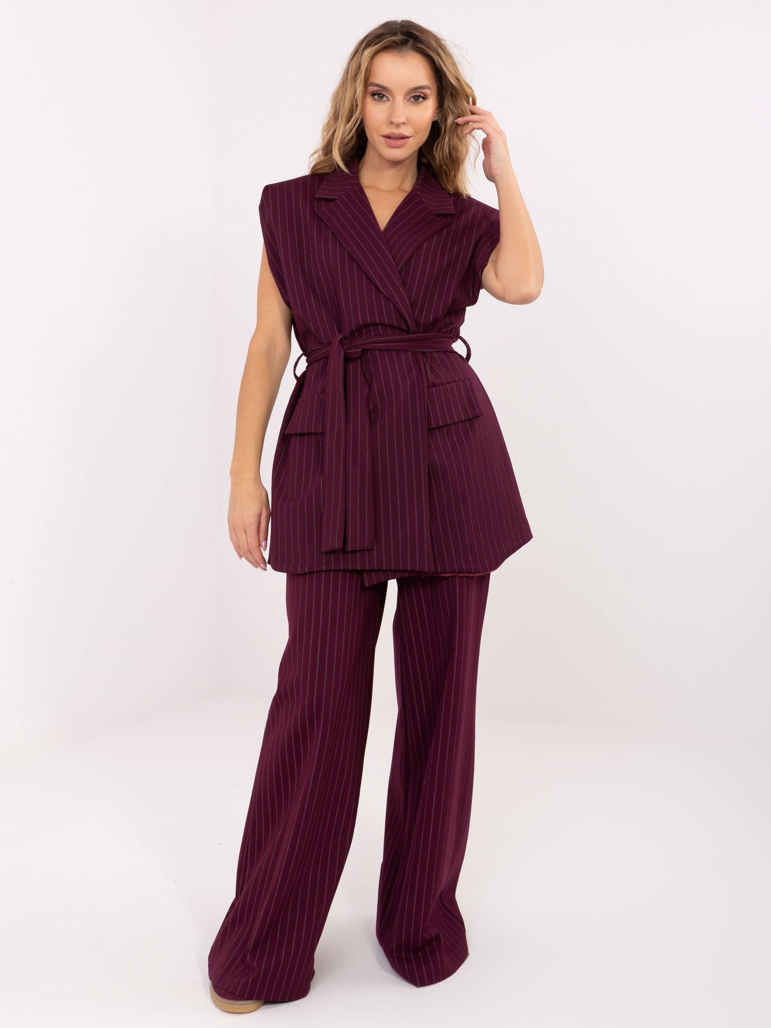 Elegantiška liemenė su dirželiu "LARA BELT" bordo - Image 2