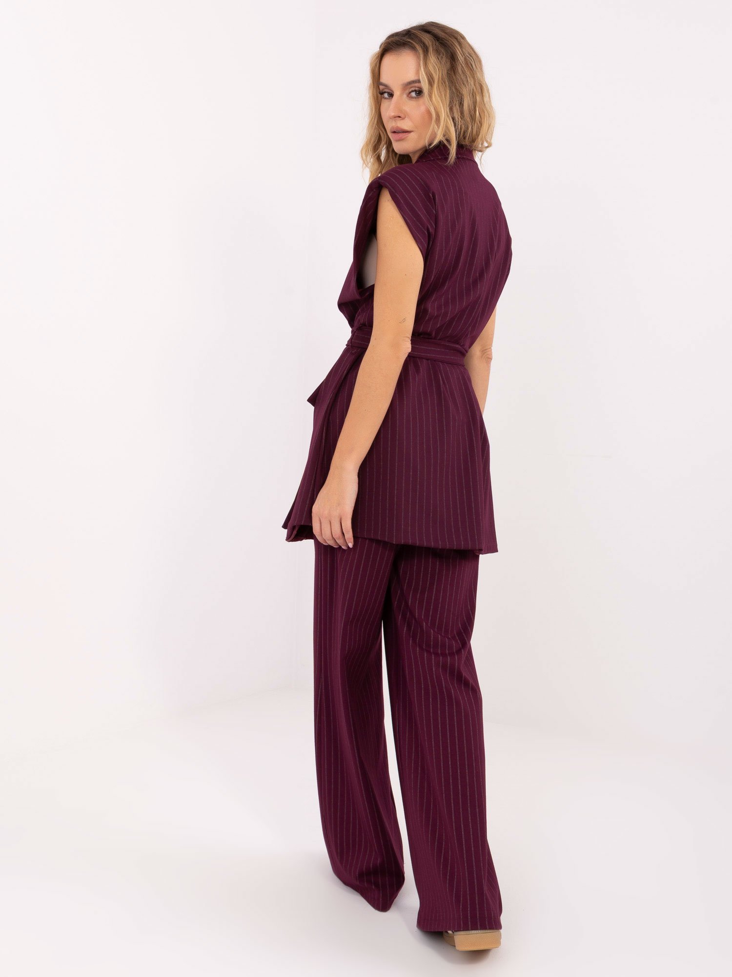 Elegantiška liemenė su dirželiu "LARA BELT" bordo - Image 4