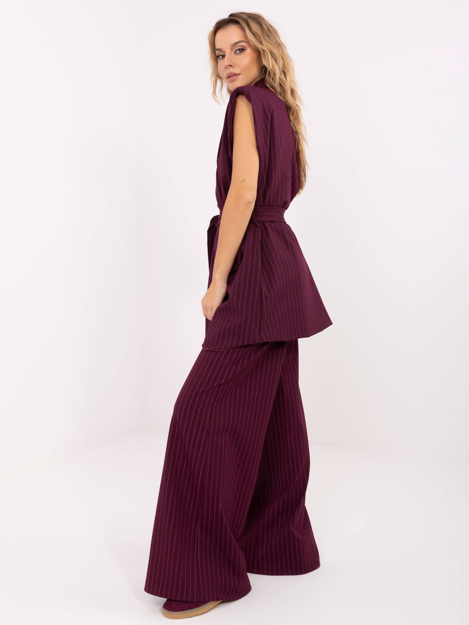 Elegantiška liemenė su dirželiu "LARA BELT" bordo - Image 3