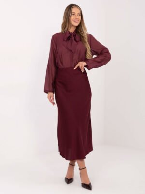 Pol pl Burgundowa rozpinana koszula z kokarda 415762