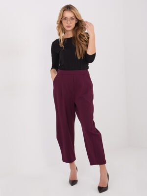 Aukšto liemens 7/8 ilgio laisvo kirpimo kelnės"ALEXA" bordo