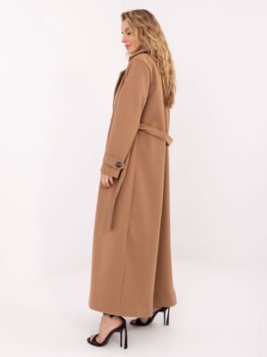 Alternative view of Klasikinis ilgas paltas su dvieiliu užsegimu "SELIA" karamelinė