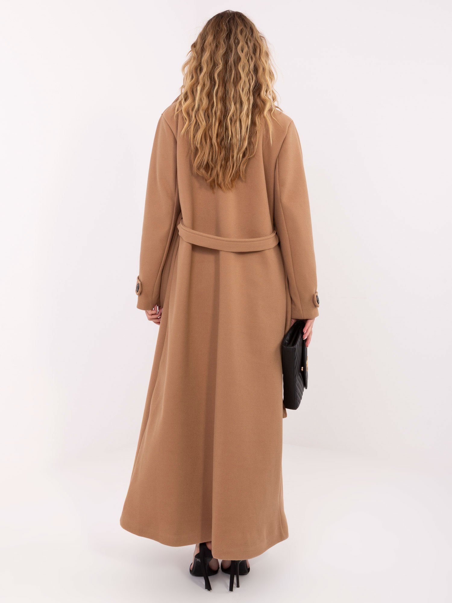 Klasikinis ilgas paltas su dvieiliu užsegimu "SELIA" karamelinė - Image 4