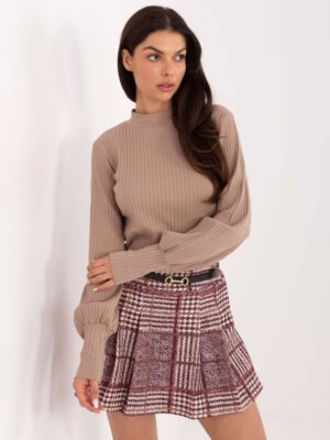 Alternative view of Tampraus audinio palaidinė aukštesniu kaklu "JILL" tamsi smėlio