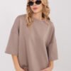 Minimalistinė oversize palaidinė su platintomis 3/4 rankovėmis "TERESA" tamsi smėlio