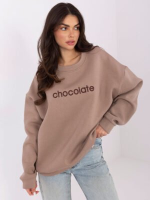 Džemperis su užrašu "CHOCOLATE" tamsi smėlio