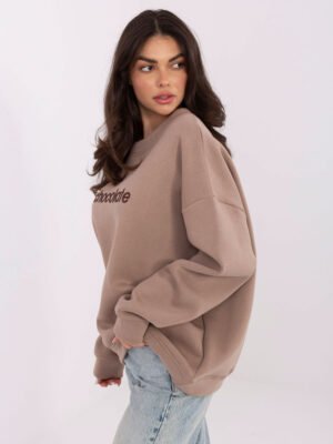 Alternative view of Džemperis su užrašu "CHOCOLATE" tamsi smėlio