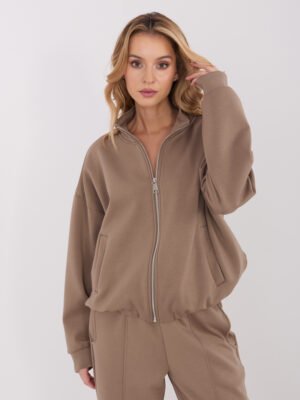 Sportinio stiliaus užsegamas džemperis "KERI" tamsi smėlio