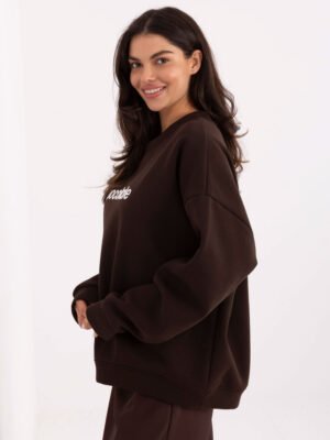 Alternative view of Džemperis su užrašu "CHOCOLATE" tamsi ruda