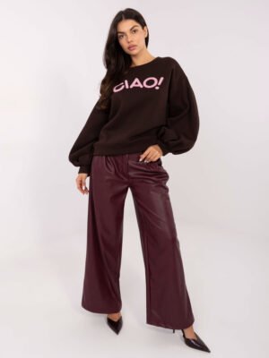 Alternative view of Džemperis su užrašu "CIAO" tamsiai rudas