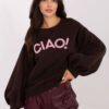 Džemperis su užrašu "CIAO" tamsiai rudas