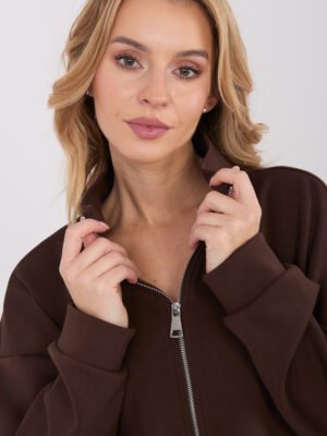 Alternative view of Sportinio stiliaus užsegamas džemperis "KERI" tamsi ruda