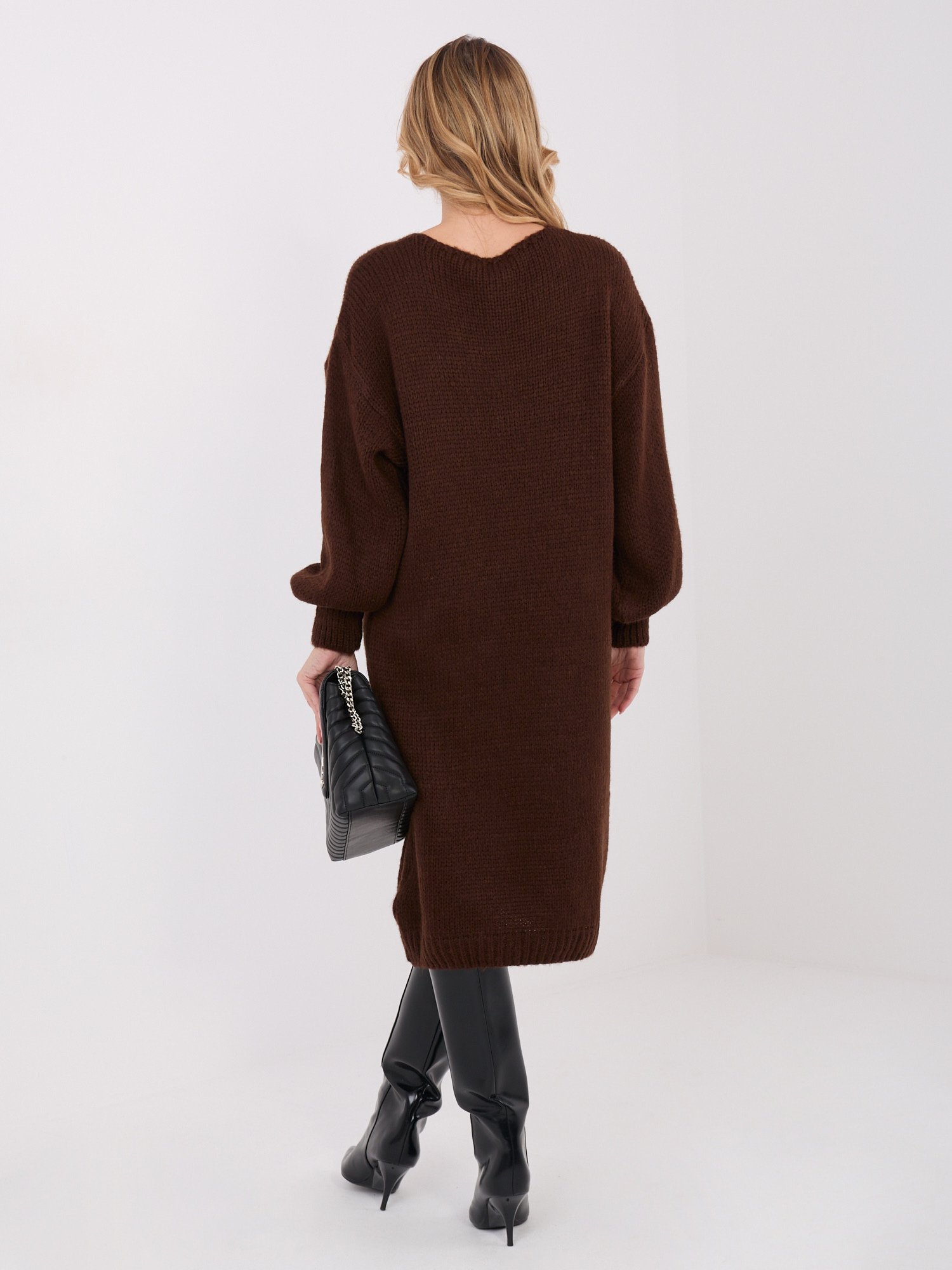 Ilga megzta suknelė su mohera "BRIANA" tamsiai ruda - Image 2