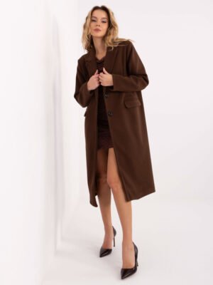 Tiesaus kirpimo paltas su dviem sagomis "KELSI" tamsi ruda