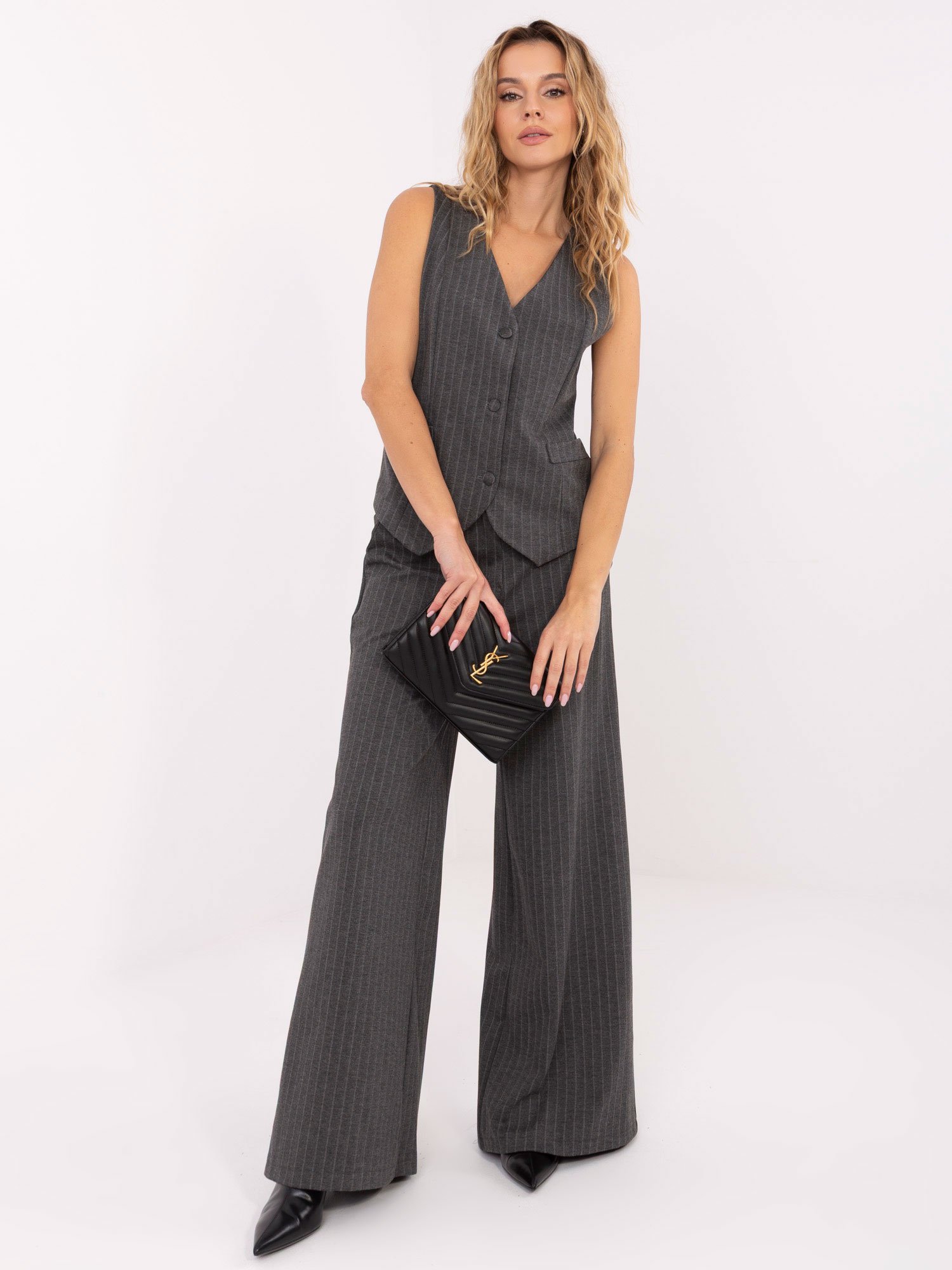 Elegantiška liemenė su sagomis "Lara" tamsi pilka - Image 4