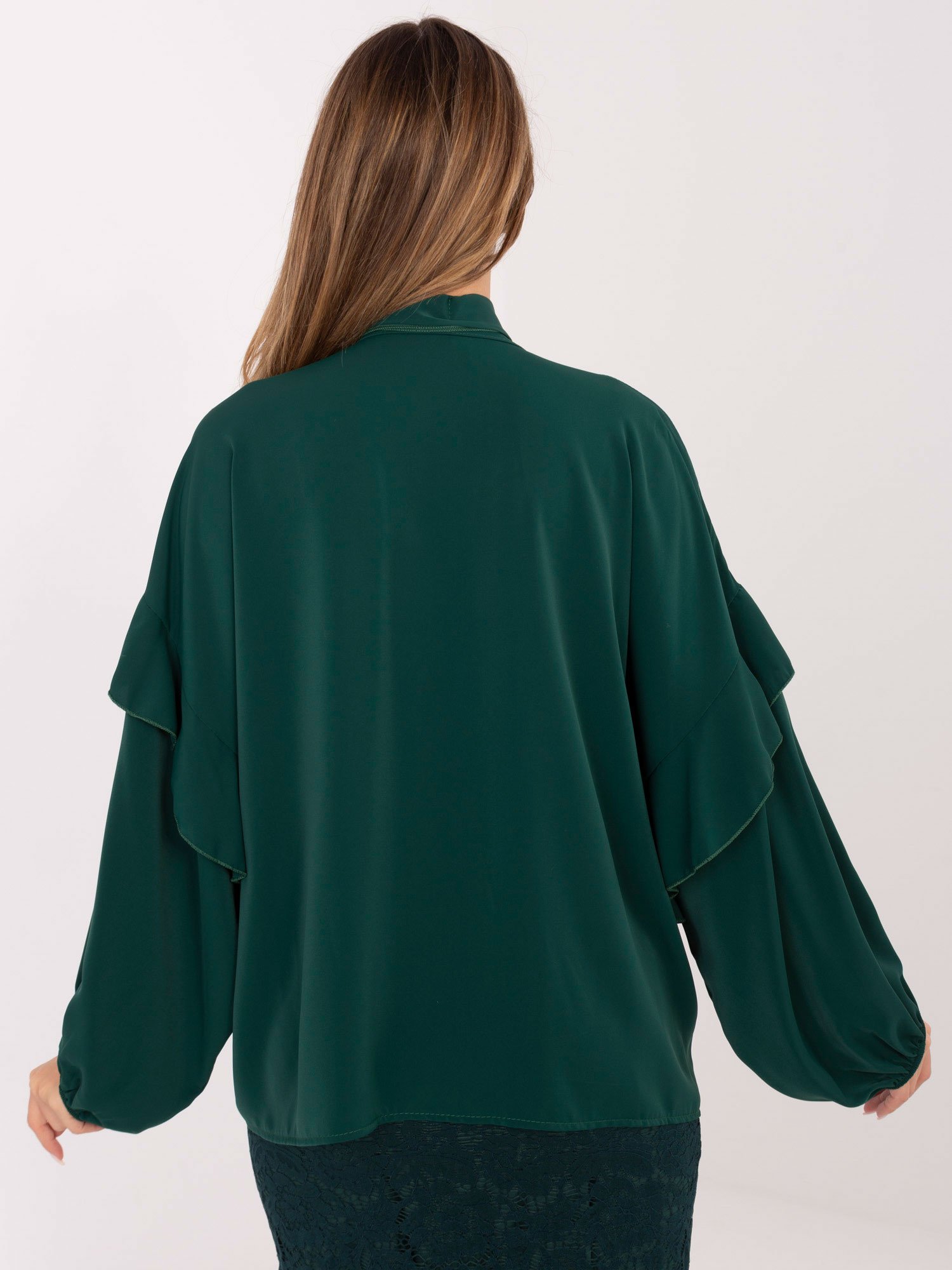 Marškiniai su kaspinu ir pūstomis rankovėmis "CHERYL" tamsi žalia - Image 6