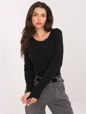 Alternative view of Klasikinė  basic stiliaus trikotažinė palaidinė  "CARLY" juoda