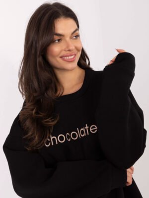 Alternative view of Džemperis su užrašu "CHOCOLATE" juodas