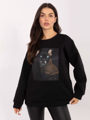 Džemperis su originalia spauda "TEJA" juoda