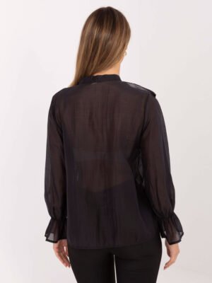 Alternative view of Lengvo audinio marškiniai dekoruoti raukiniais "SILLA" juoda